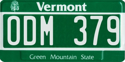 VT license plate ODM379
