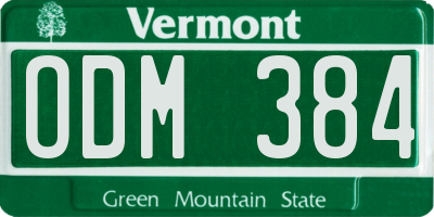 VT license plate ODM384
