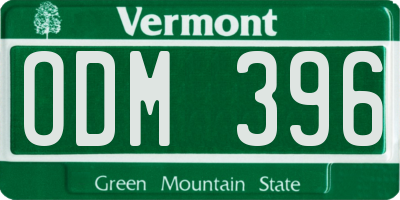 VT license plate ODM396