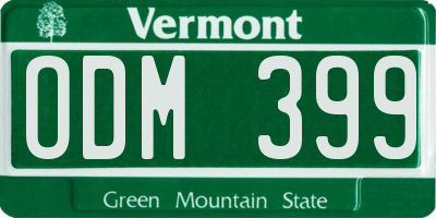 VT license plate ODM399
