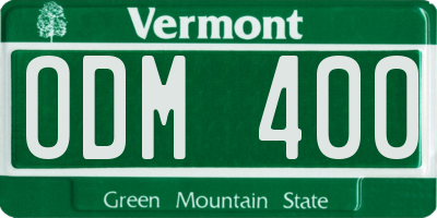 VT license plate ODM400