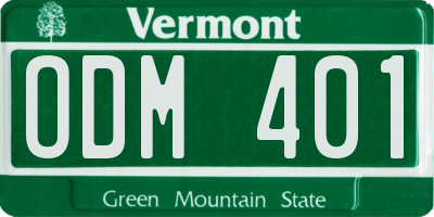 VT license plate ODM401