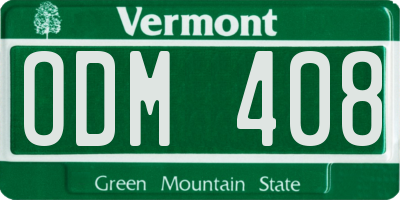 VT license plate ODM408