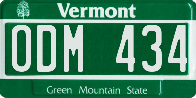 VT license plate ODM434