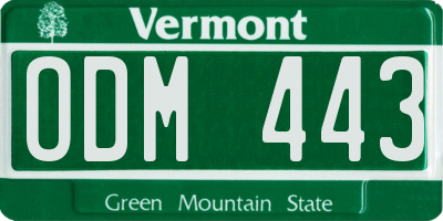 VT license plate ODM443