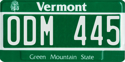 VT license plate ODM445