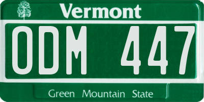 VT license plate ODM447
