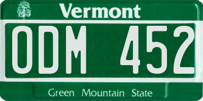 VT license plate ODM452
