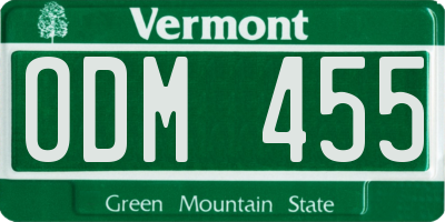 VT license plate ODM455