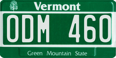 VT license plate ODM460