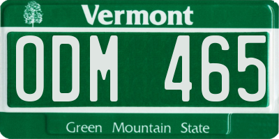 VT license plate ODM465