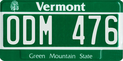 VT license plate ODM476