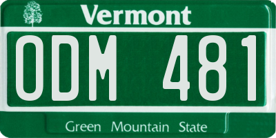 VT license plate ODM481