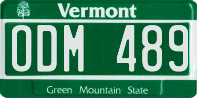 VT license plate ODM489