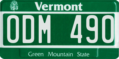 VT license plate ODM490