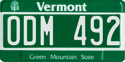 VT license plate ODM492