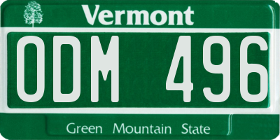 VT license plate ODM496