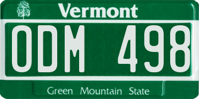 VT license plate ODM498