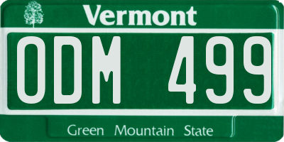 VT license plate ODM499
