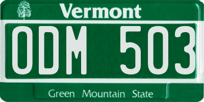 VT license plate ODM503