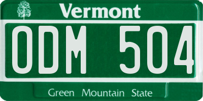 VT license plate ODM504