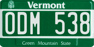 VT license plate ODM538