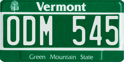 VT license plate ODM545