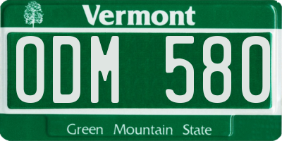 VT license plate ODM580