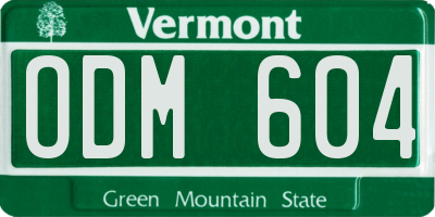 VT license plate ODM604