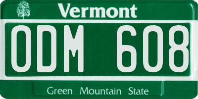 VT license plate ODM608