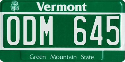 VT license plate ODM645