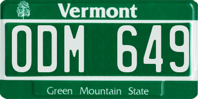 VT license plate ODM649