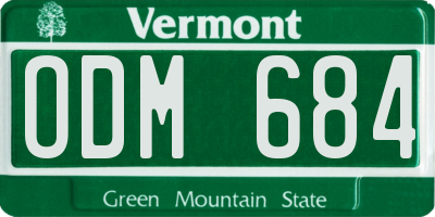 VT license plate ODM684