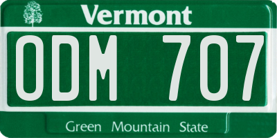 VT license plate ODM707