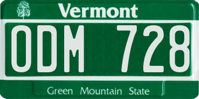 VT license plate ODM728