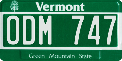 VT license plate ODM747