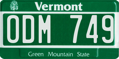 VT license plate ODM749