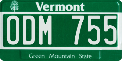 VT license plate ODM755