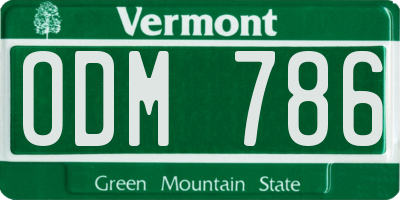 VT license plate ODM786