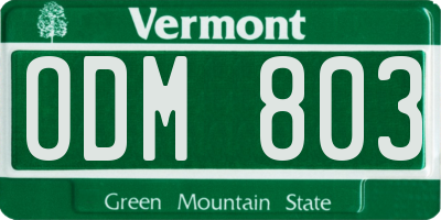 VT license plate ODM803