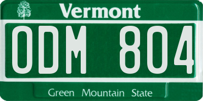 VT license plate ODM804