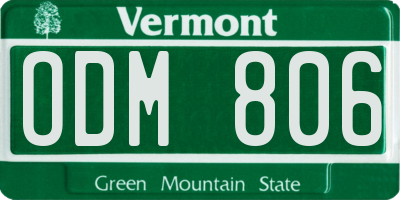 VT license plate ODM806