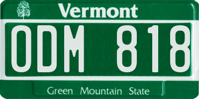 VT license plate ODM818