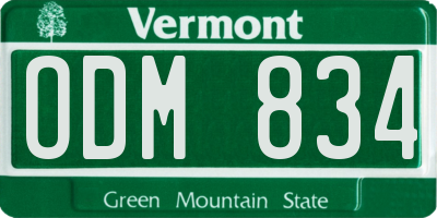 VT license plate ODM834
