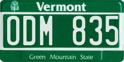VT license plate ODM835