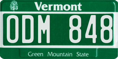 VT license plate ODM848