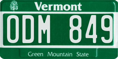 VT license plate ODM849