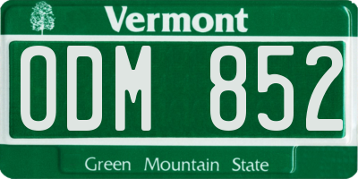 VT license plate ODM852