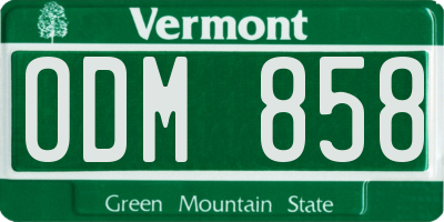 VT license plate ODM858