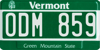 VT license plate ODM859
